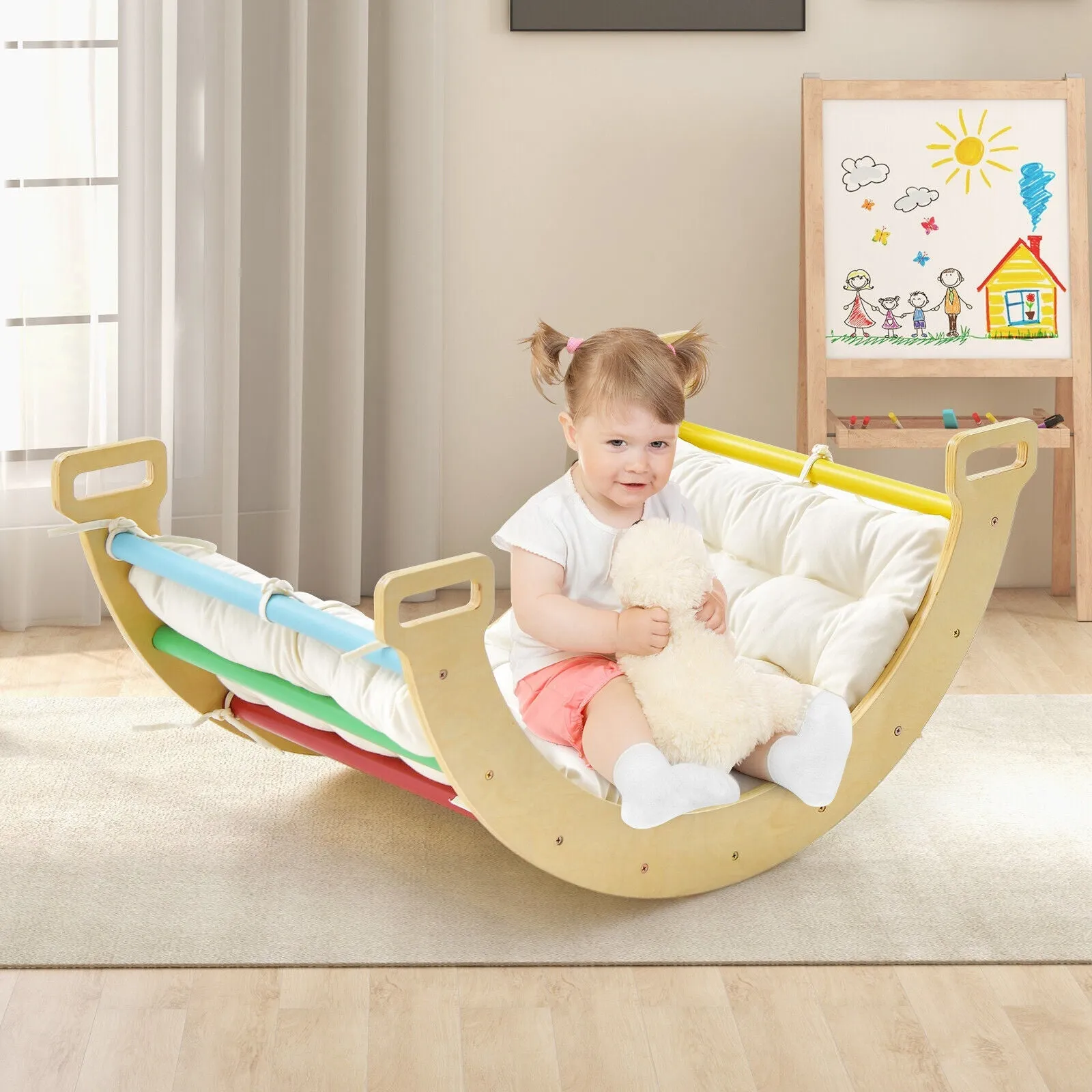 2-in-1 Arch Rocker with Soft Cushion-Colourful