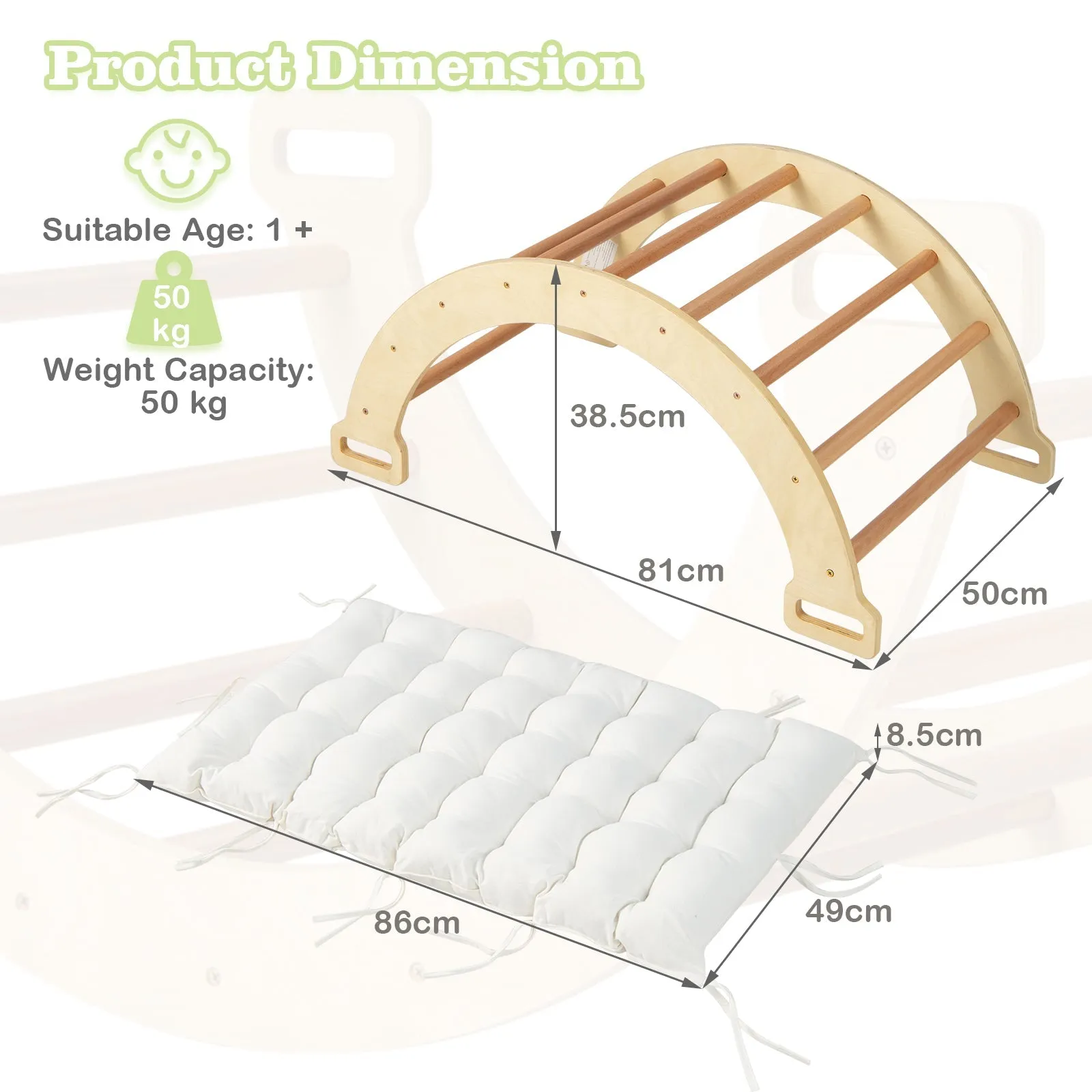 2-in-1 Arch Rocker with Soft Cushion-Natural