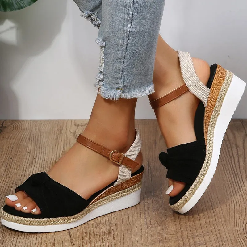 Amozae Women's Espadrilles Platform Sandals Casual Ankle Strap Wedge Sandles for Women Summer 2023 Thick Sole Gladiator Sandalias Mujer