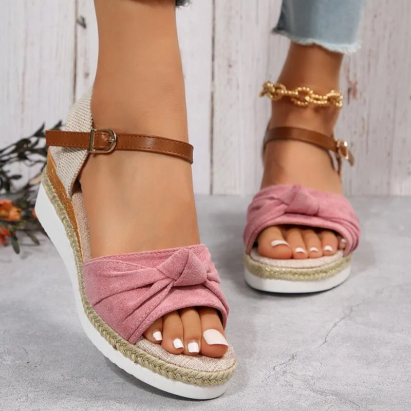 Amozae Women's Espadrilles Platform Sandals Casual Ankle Strap Wedge Sandles for Women Summer 2023 Thick Sole Gladiator Sandalias Mujer