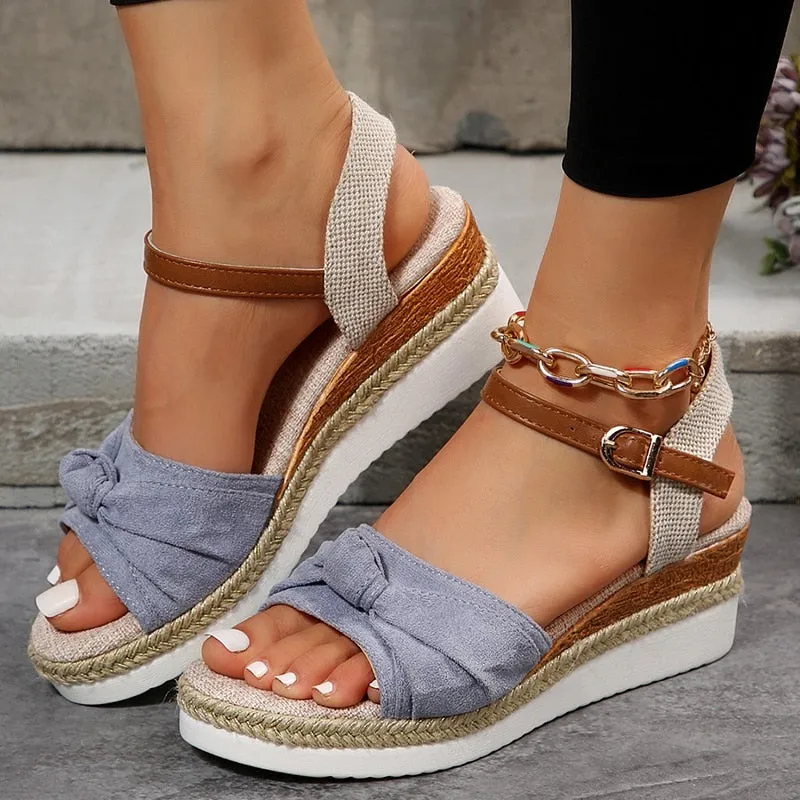 Amozae Women's Espadrilles Platform Sandals Casual Ankle Strap Wedge Sandles for Women Summer 2023 Thick Sole Gladiator Sandalias Mujer