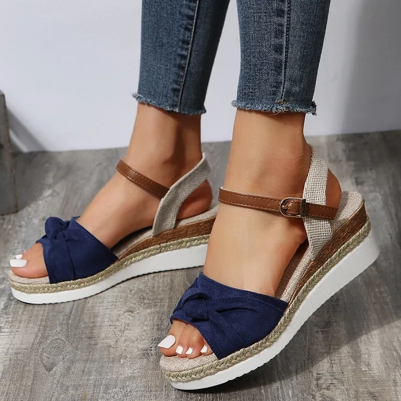 Amozae Women's Espadrilles Platform Sandals Casual Ankle Strap Wedge Sandles for Women Summer 2023 Thick Sole Gladiator Sandalias Mujer