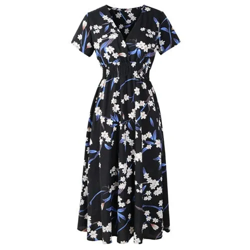 Années 40 Robe d'Été Liberty Col V Floral