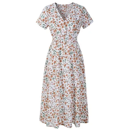 Années 40 Robe d'Été Liberty Col V Floral