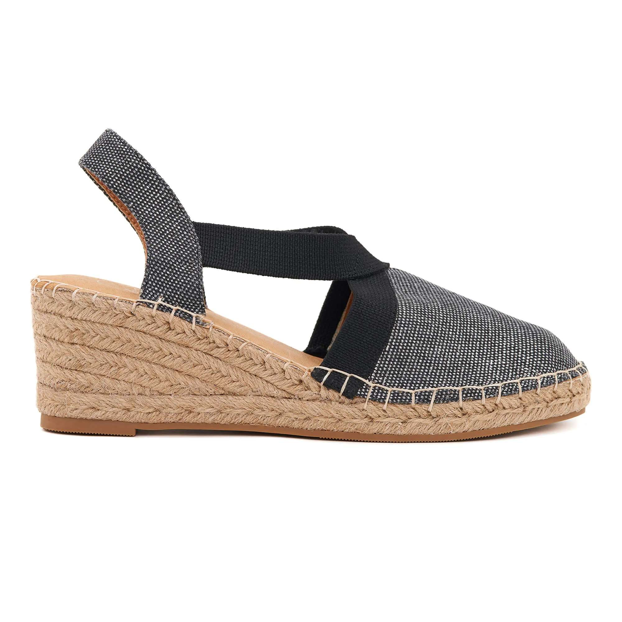 Anya Black & Silver Espadrille