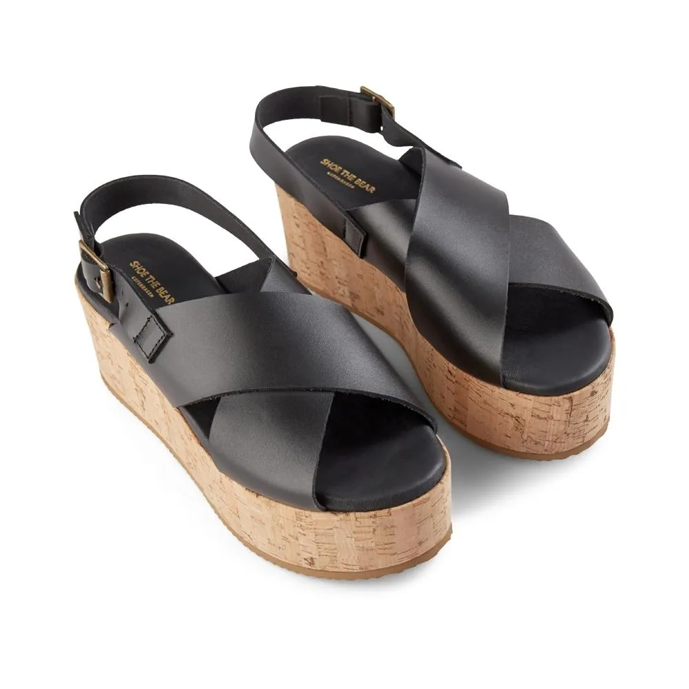 Begonia Cross Sandals Leather - BLACK