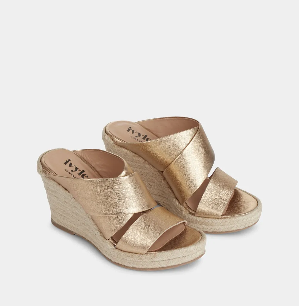 Bella Gold Espadrille Mules