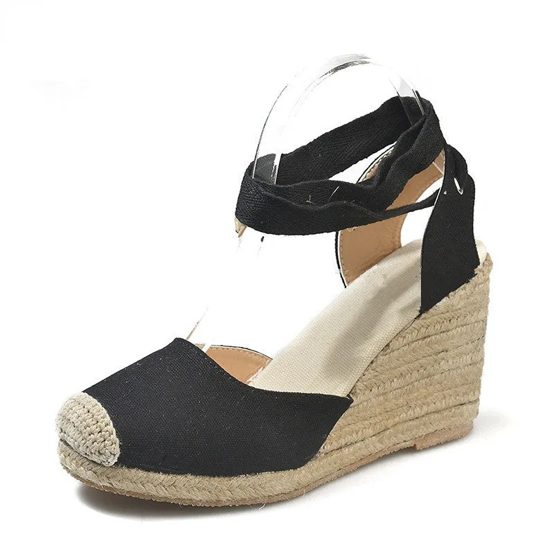 BerriesJam - Summer Ankle Strap Comfortable Breathable Flax Hemp Espadrilles