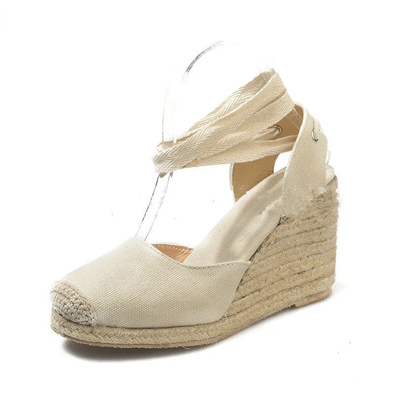 BerriesJam - Summer Ankle Strap Comfortable Breathable Flax Hemp Espadrilles