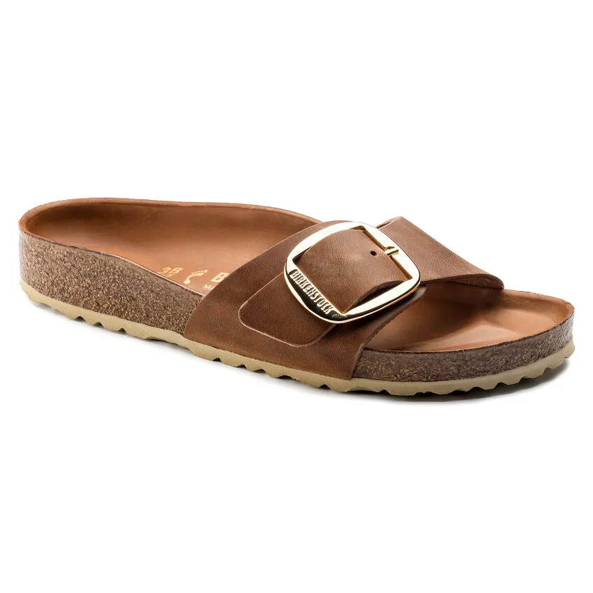 'Birkenstock' Women's Madrid Big Buckle Oiled Leather Sandal - Cognac