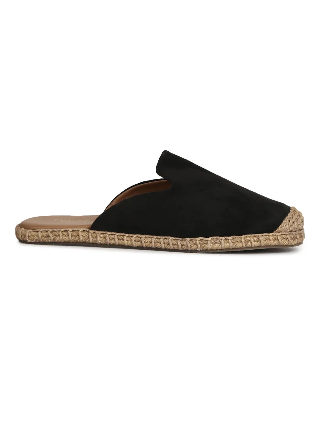 Black Micro Jute Slider Espadrilles