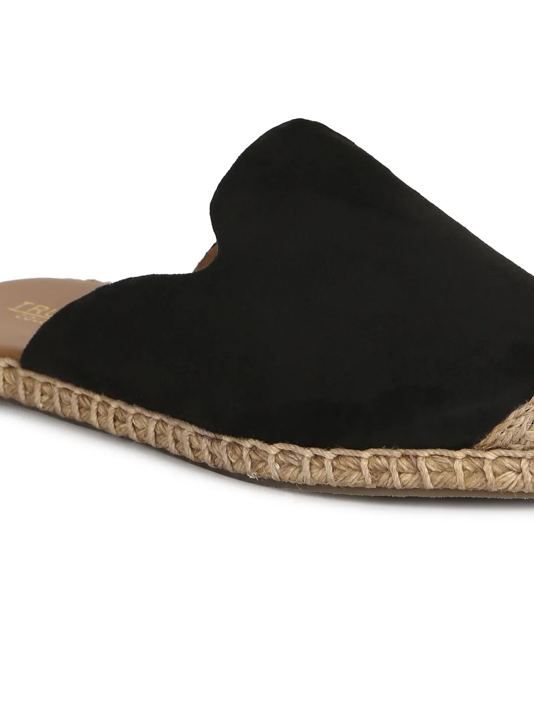 Black Micro Jute Slider Espadrilles