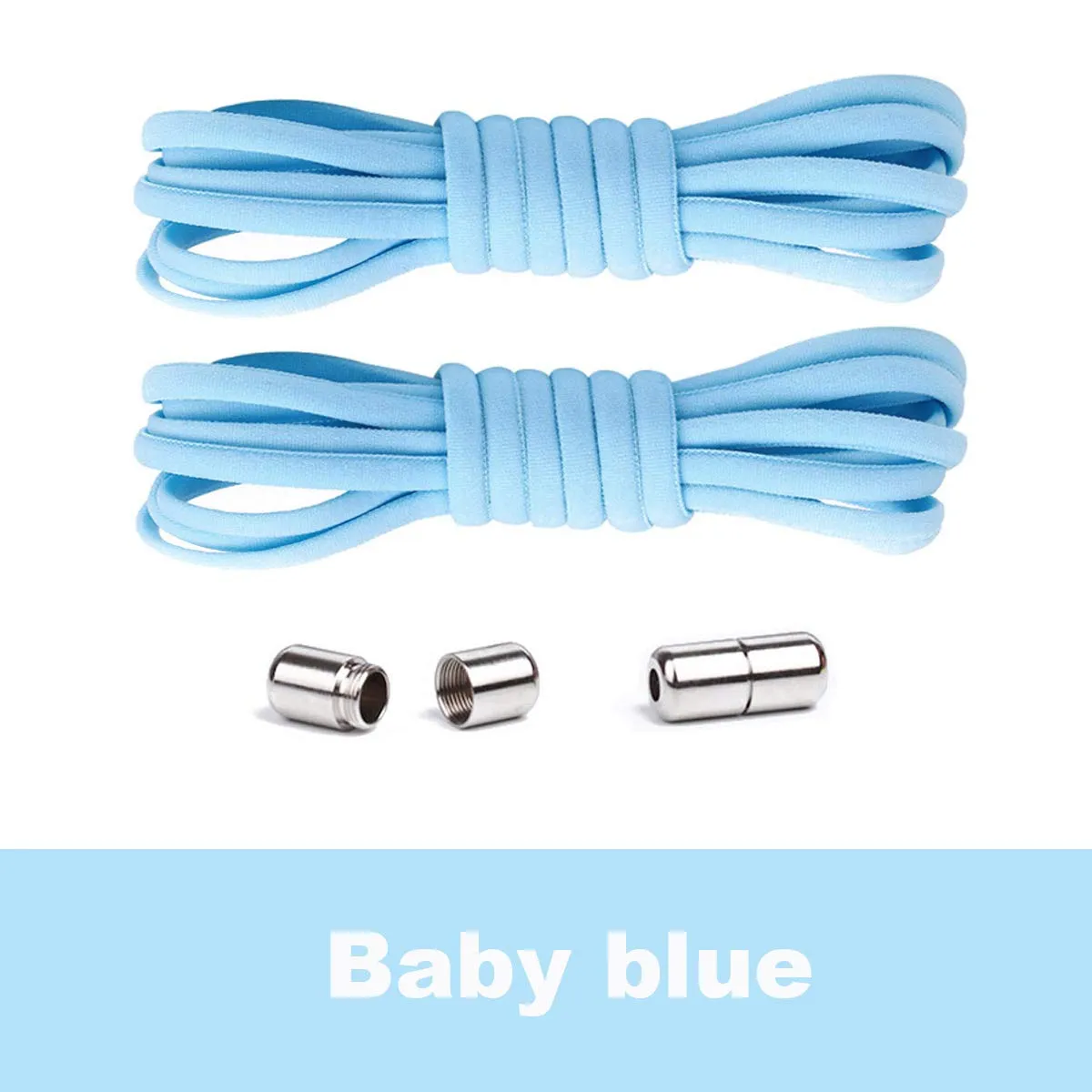 Booyckiy [1 Pair-2 Pairs] No Tie Elastic Shoelaces for Kids, Adults and Elderly - 16 Colors 41in(105cm)1 Pair Baby Blue