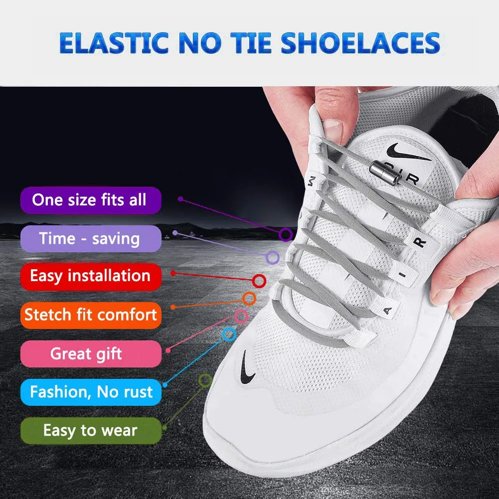 Booyckiy [1 Pair-2 Pairs] No Tie Elastic Shoelaces for Kids, Adults and Elderly - 16 Colors 41in(105cm)1 Pair Baby Blue