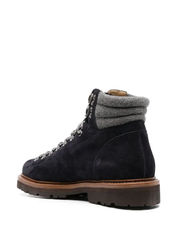 Brunello Cucinelli New Mens Ankle Hiking Boots in Dark Blue