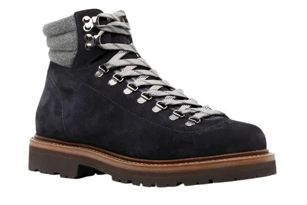 Brunello Cucinelli New Mens Ankle Hiking Boots in Dark Blue