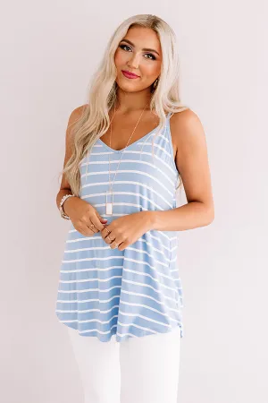 Cali Coast Stripe Shift Tank In Sky Blue