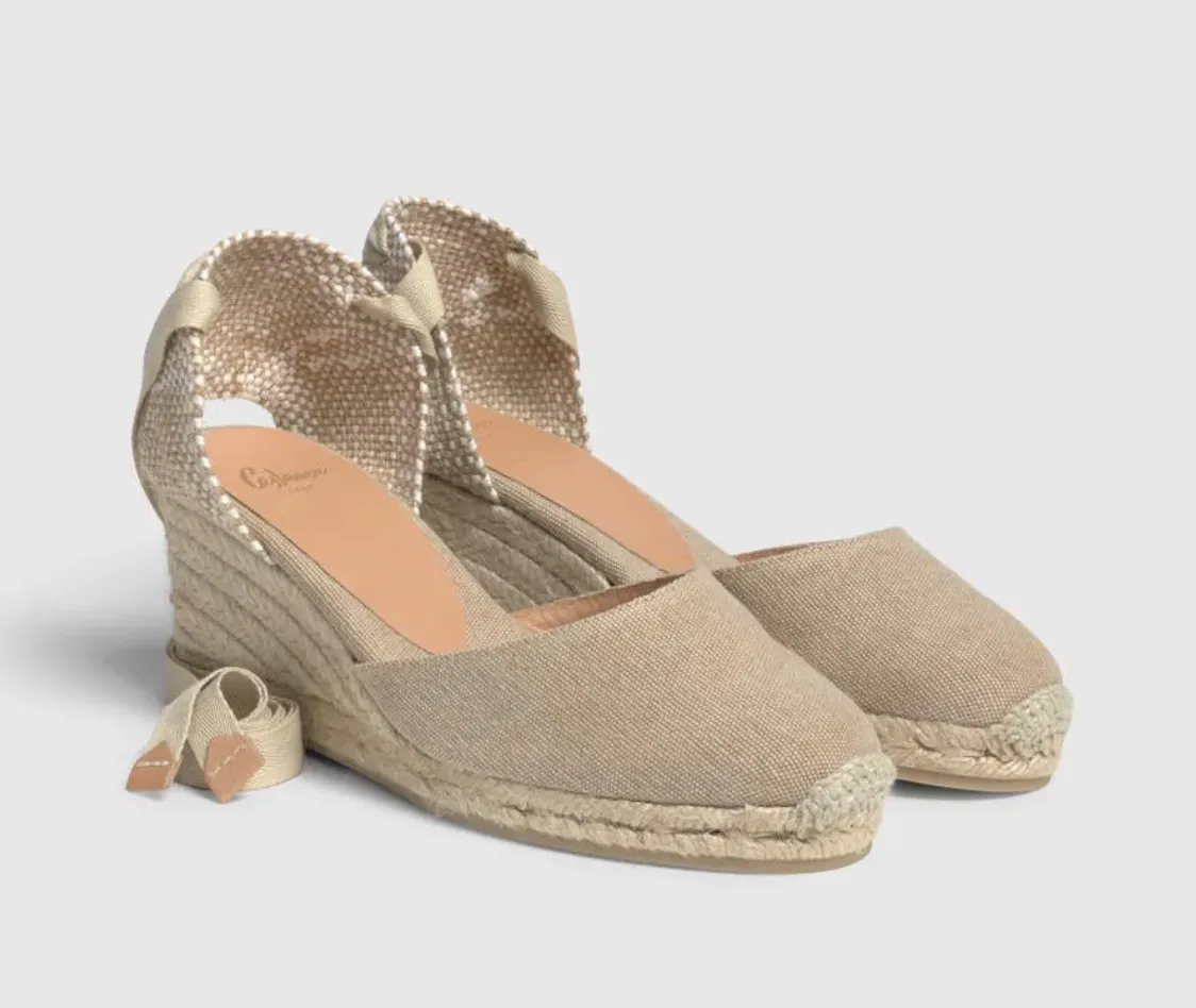 Castaner Carina 6 Sand Beige Canvas Wedge Espadrilles