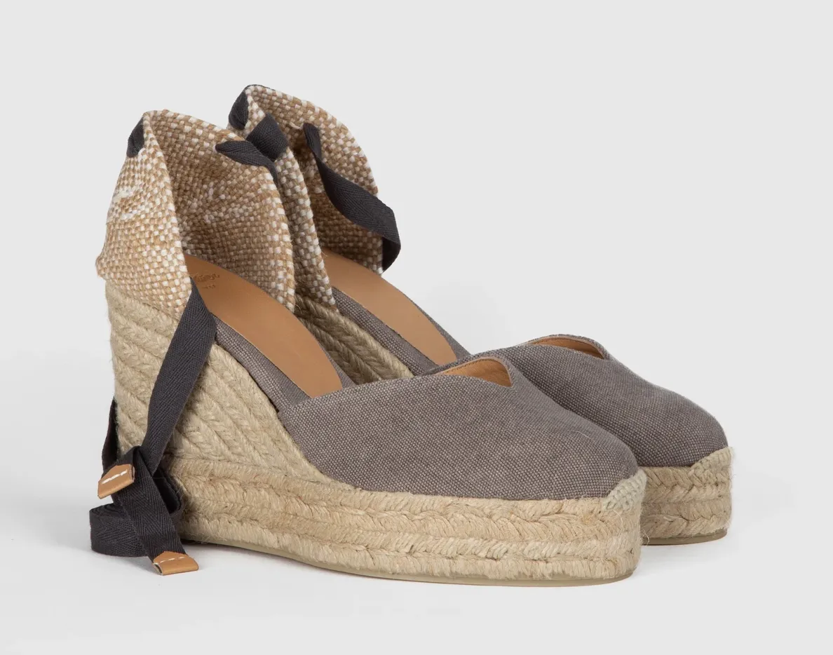 Castaner Chiara 8ED Plomo Grey Platform Canvas Wedge Espadrilles