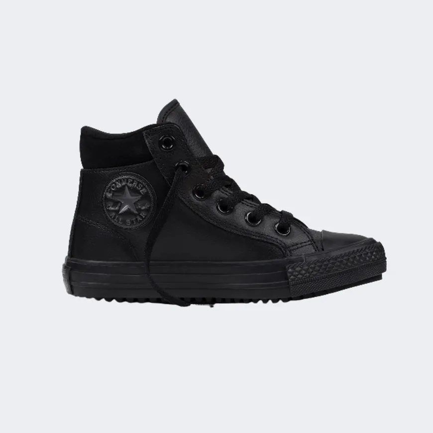 Converse Chuck Taylor All Star Hi-Rise Leather Boot Kids Lifestyle Shoes Black