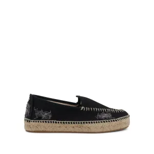 Embroidered Espadrilles in Black