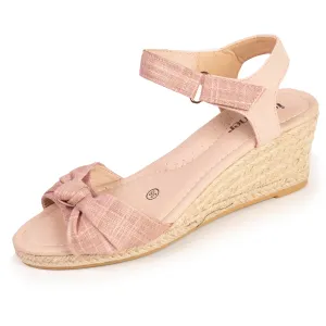 Espadrilles Femme nœud talon corde Rose