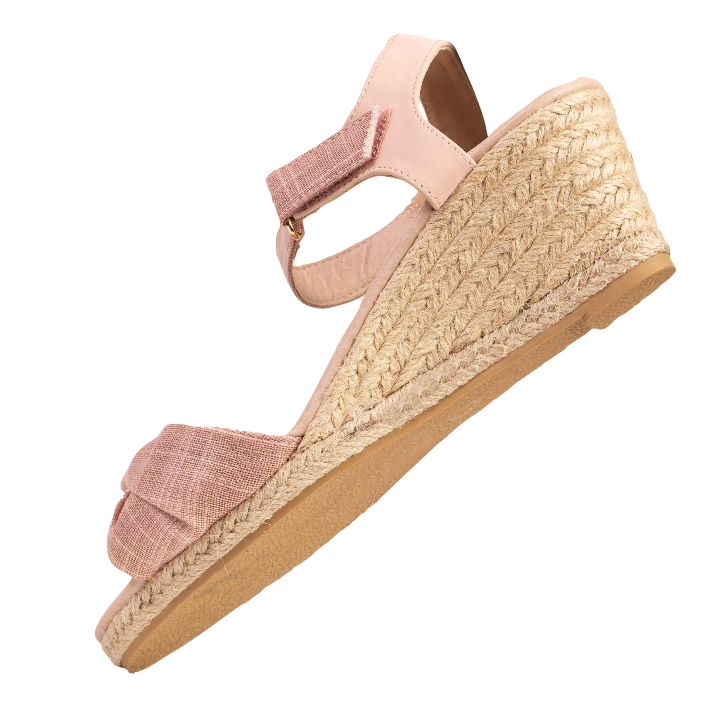 Espadrilles Femme nœud talon corde Rose