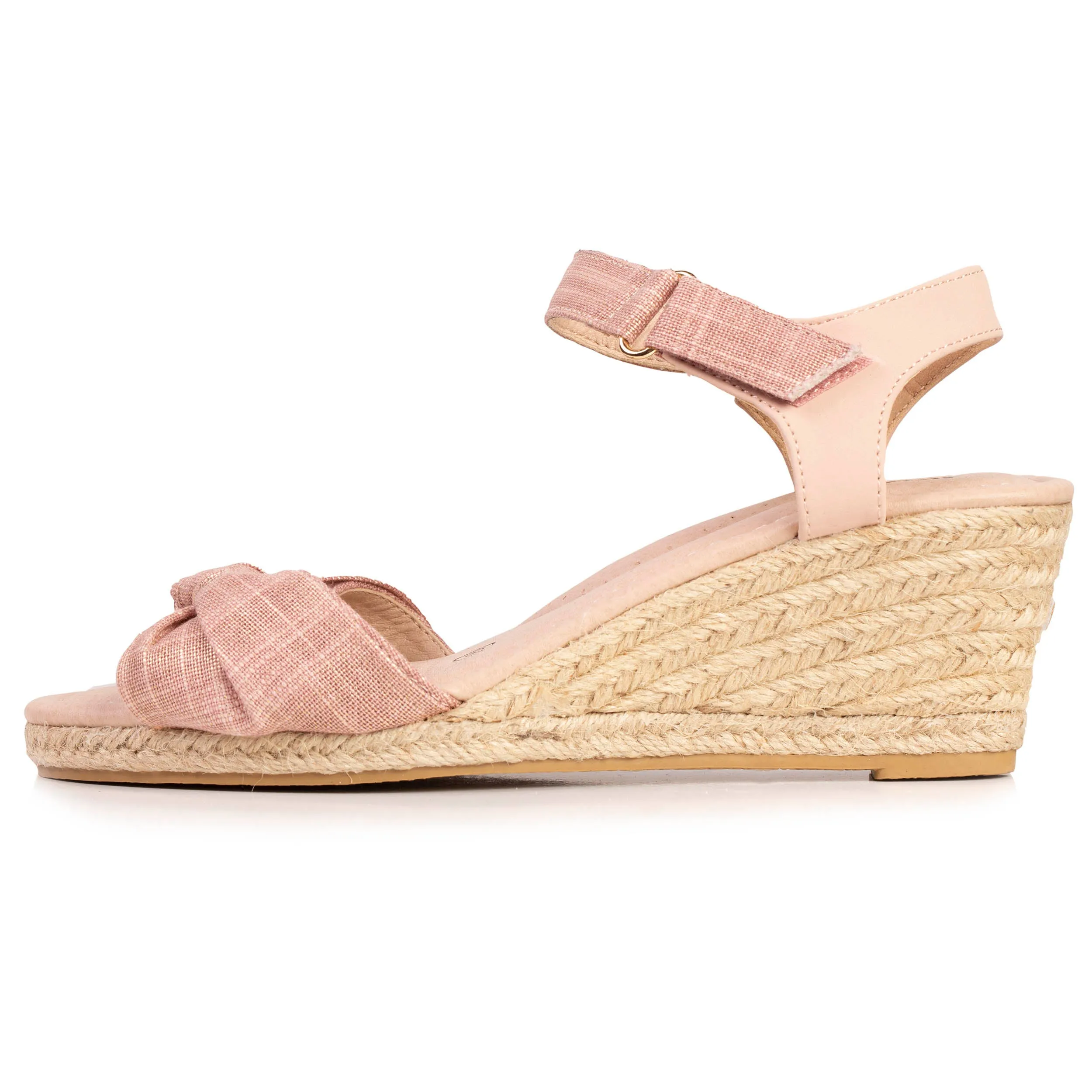 Espadrilles Femme nœud talon corde Rose