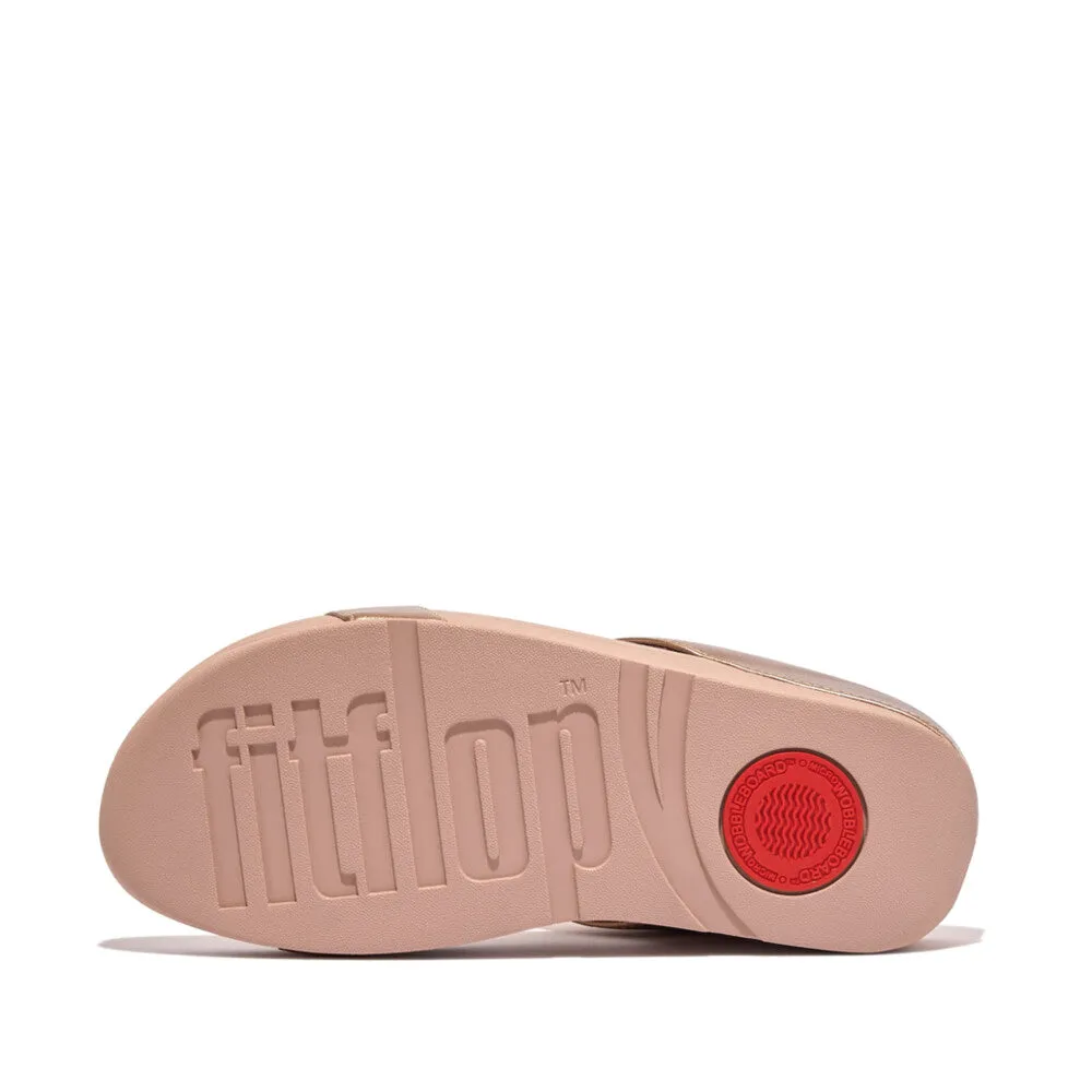 'FitFlop' Women's Halo Bead-Circle Leather H-Bar Slide Sandal - Rose Gold