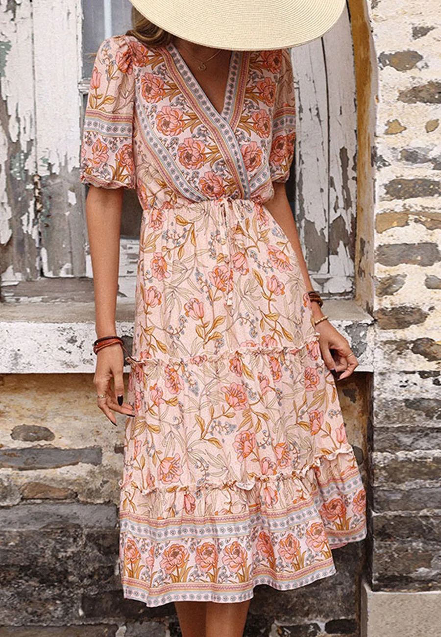 Floral Boho Puff Sleeve Dress