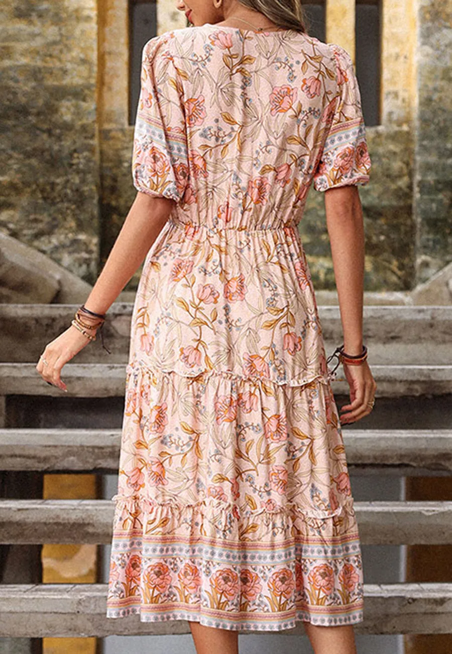 Floral Boho Puff Sleeve Dress