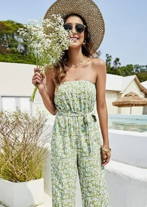 Floral Print Strapless Jumpsuit