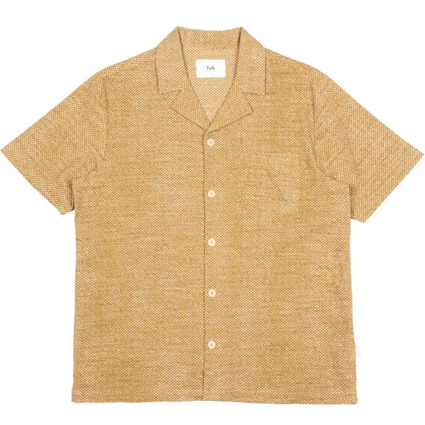 Folk Soft Collar Shirt - Tan Polka