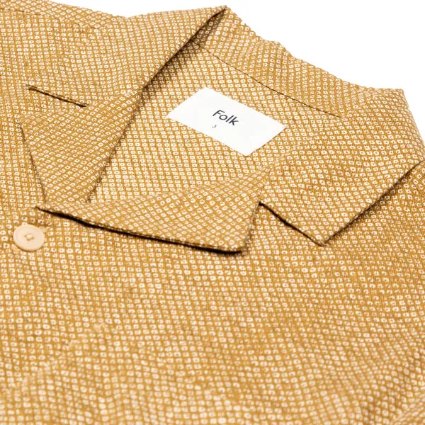 Folk Soft Collar Shirt - Tan Polka