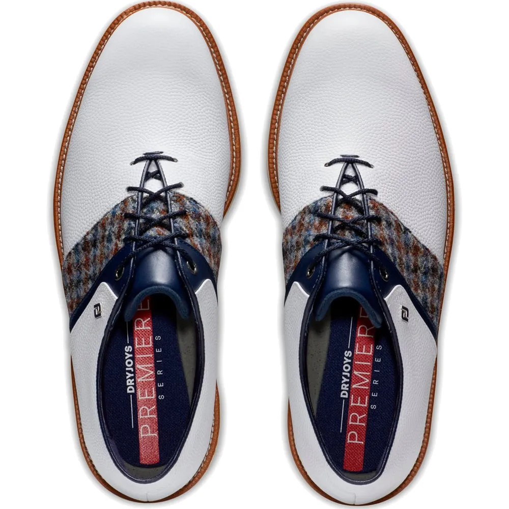 FootJoy Premiere Series Harris Tweed Spiked Shoes - White/Multi/Navy