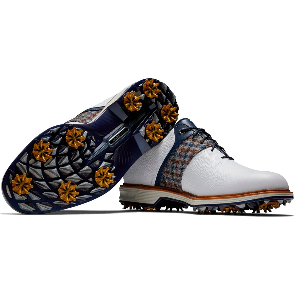 FootJoy Premiere Series Harris Tweed Spiked Shoes - White/Multi/Navy