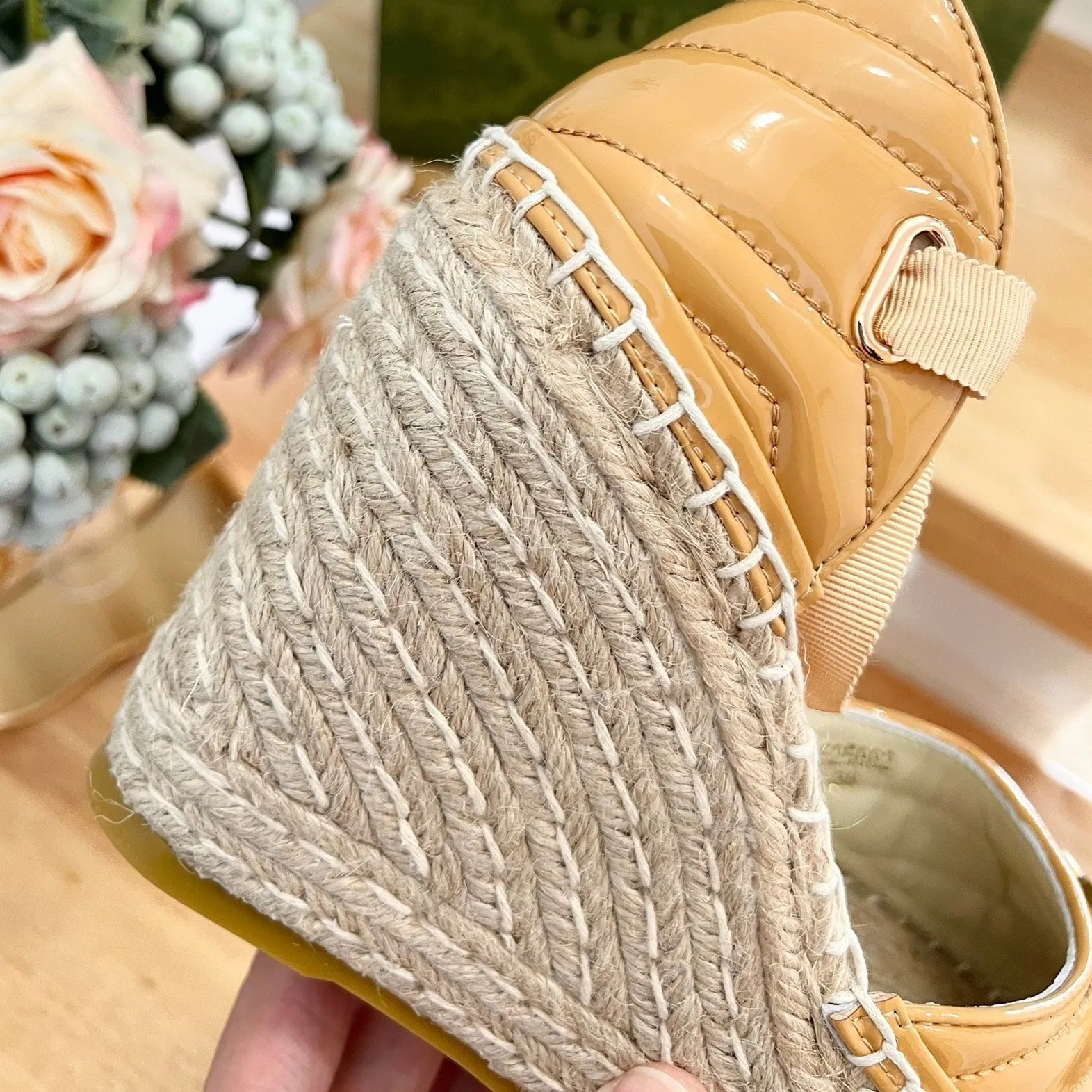 GG  Crochet platform Espadrilles Blush Amber Yellow