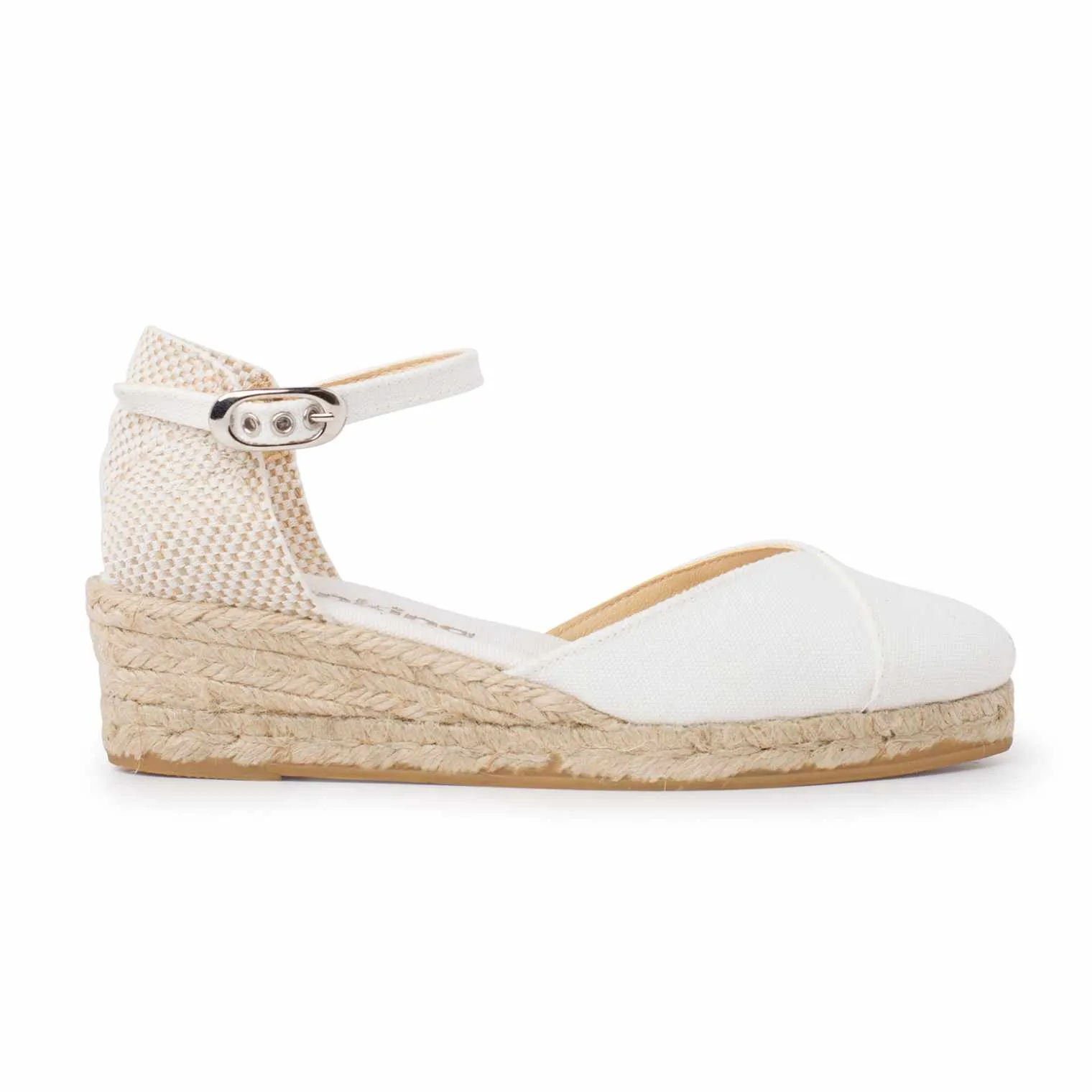 Girona Eco Canvas Vegan Espadrille Wedges - White