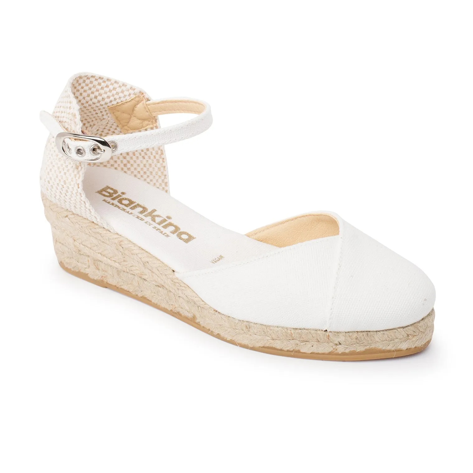 Girona Eco Canvas Vegan Espadrille Wedges - White