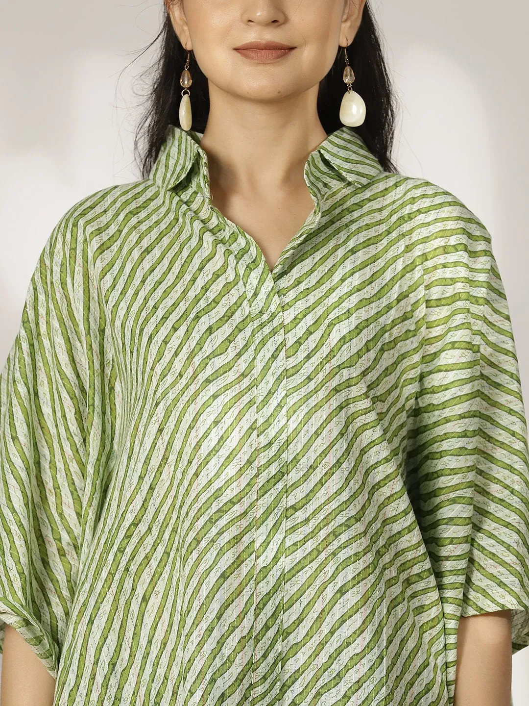 GreenStripes Cotton Kaftan Top