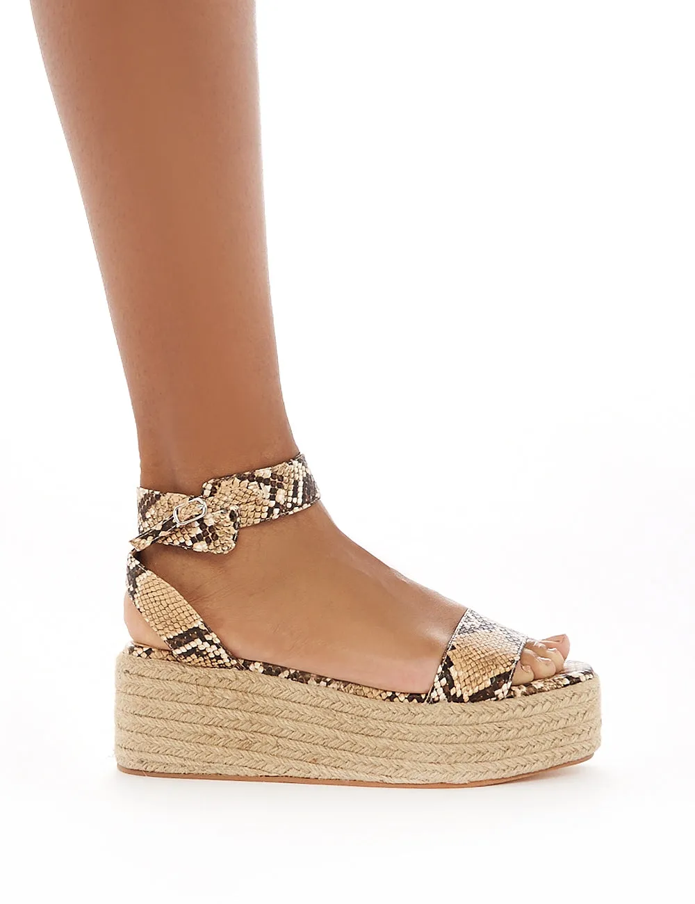 Jeni Espadrille Flatform Sandals in Snakeskin