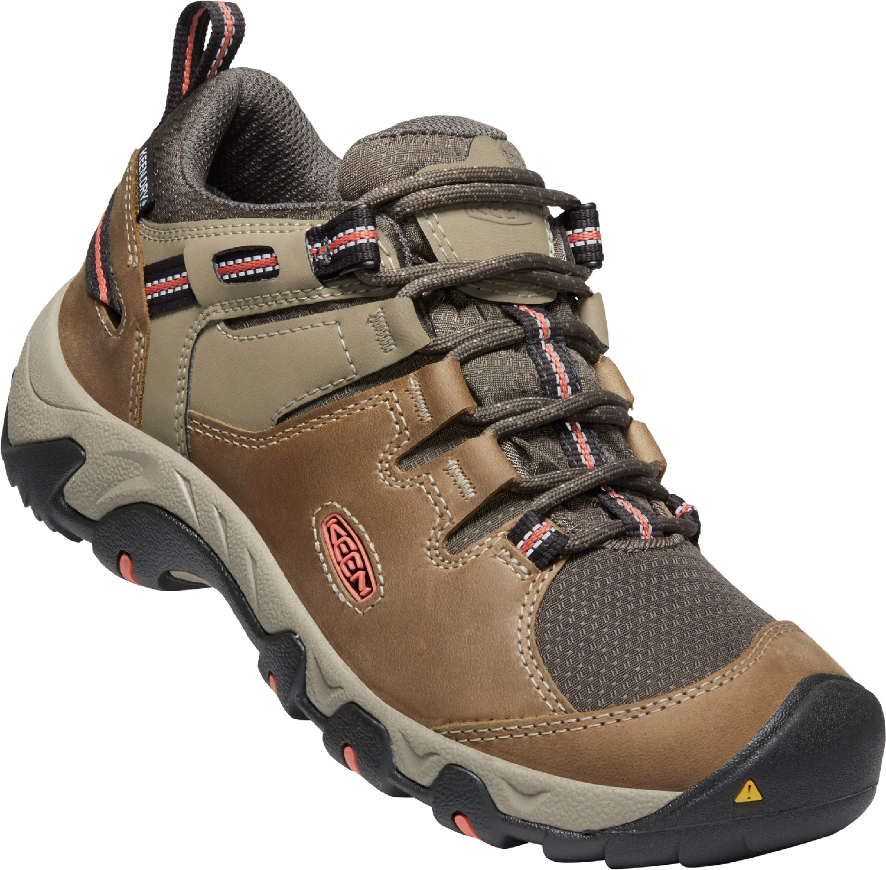 'Keen Outdoor' Women's Steens WP Leather Low Hiker - Timberwolf / Coral