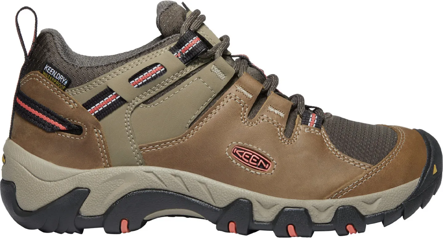 'Keen Outdoor' Women's Steens WP Leather Low Hiker - Timberwolf / Coral