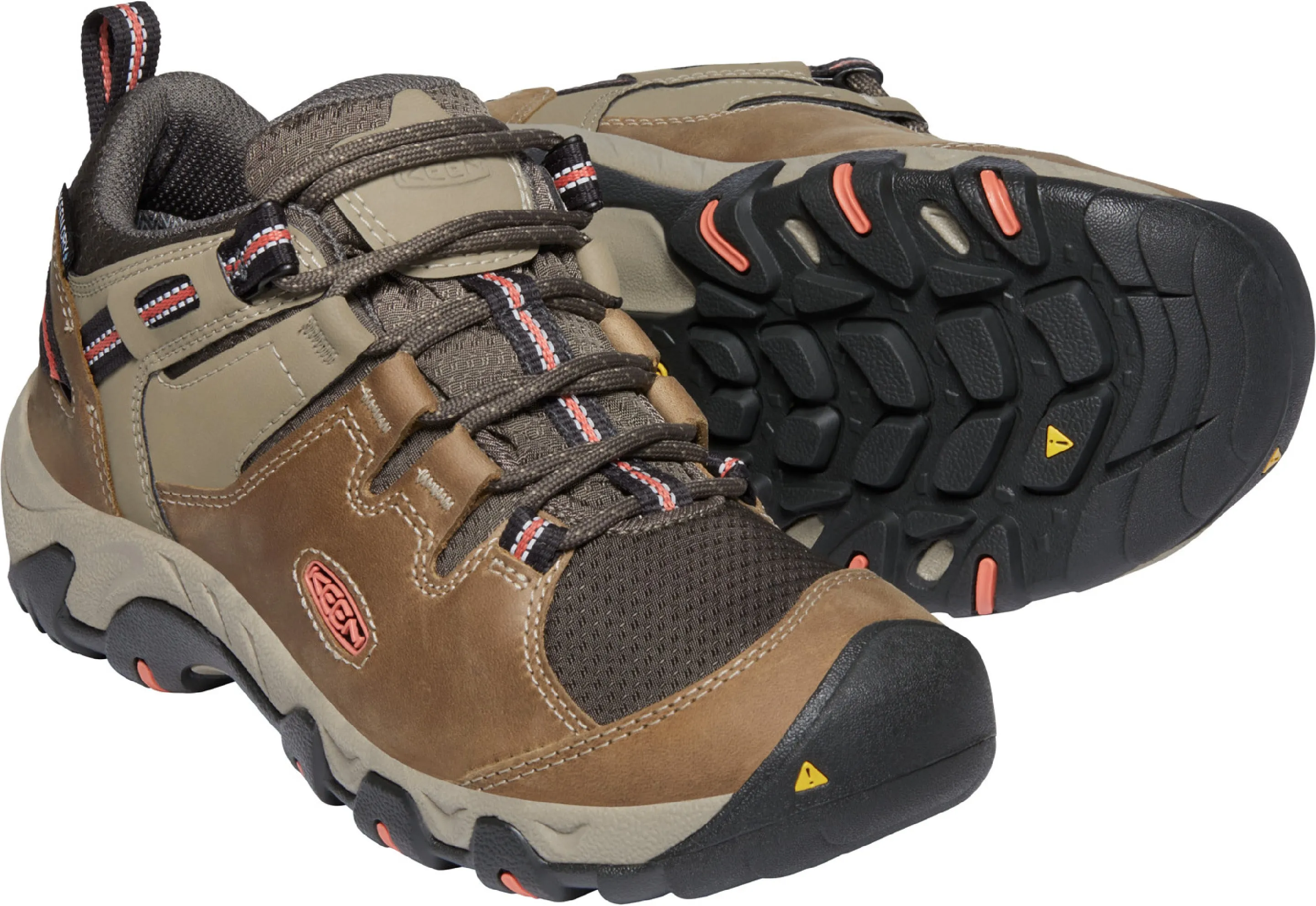 'Keen Outdoor' Women's Steens WP Leather Low Hiker - Timberwolf / Coral