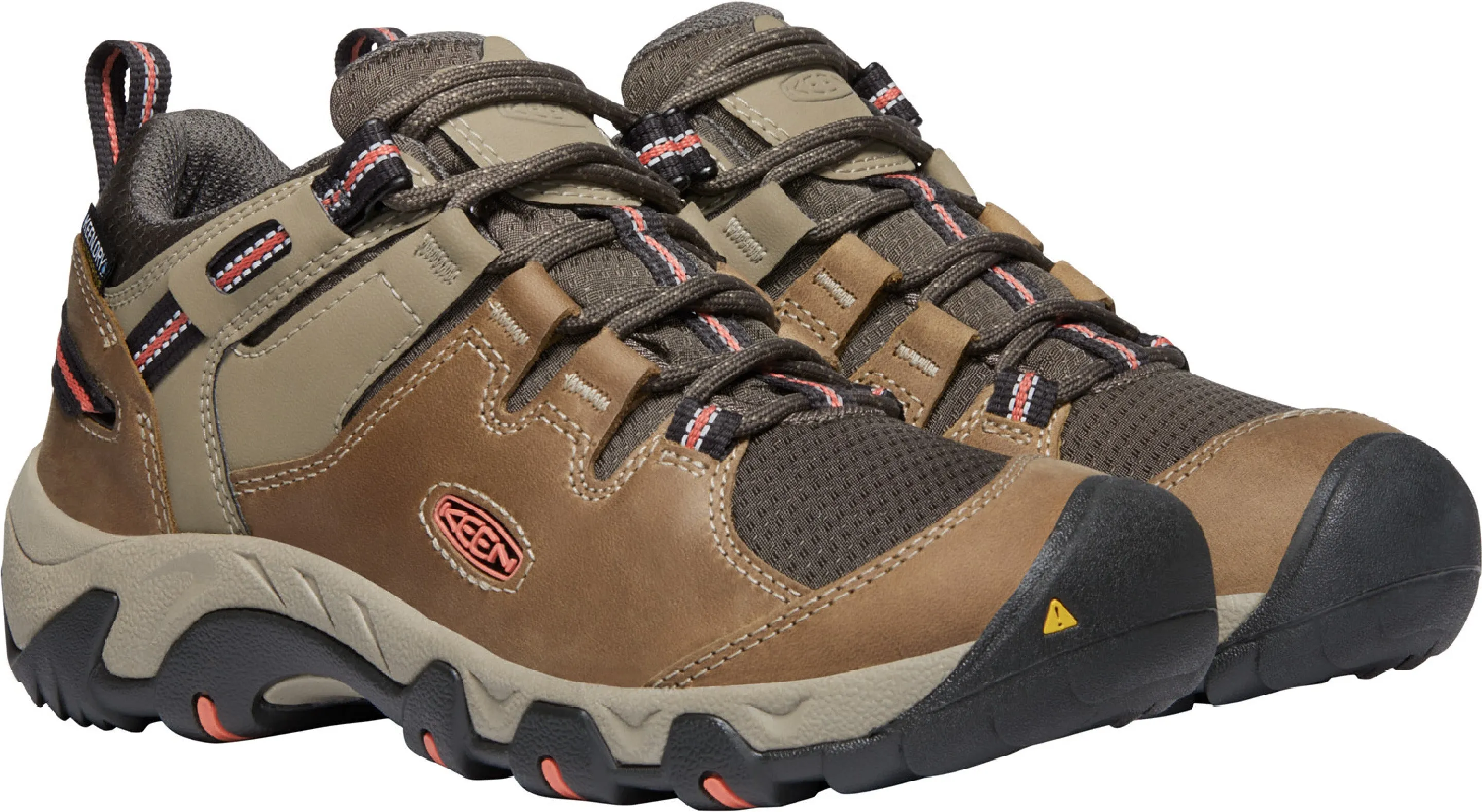 'Keen Outdoor' Women's Steens WP Leather Low Hiker - Timberwolf / Coral