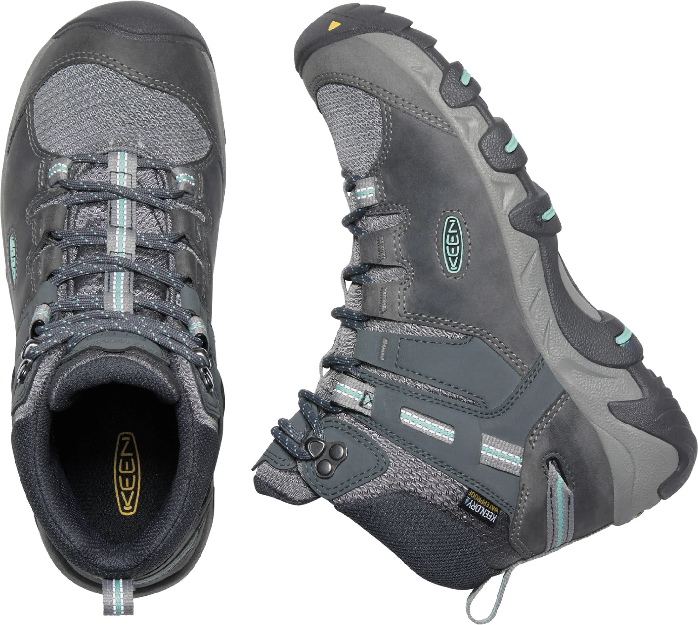 'Keen Outdoor' Women's Steens WP Leather Mid Hiker - Steel Grey / Ocean Wave