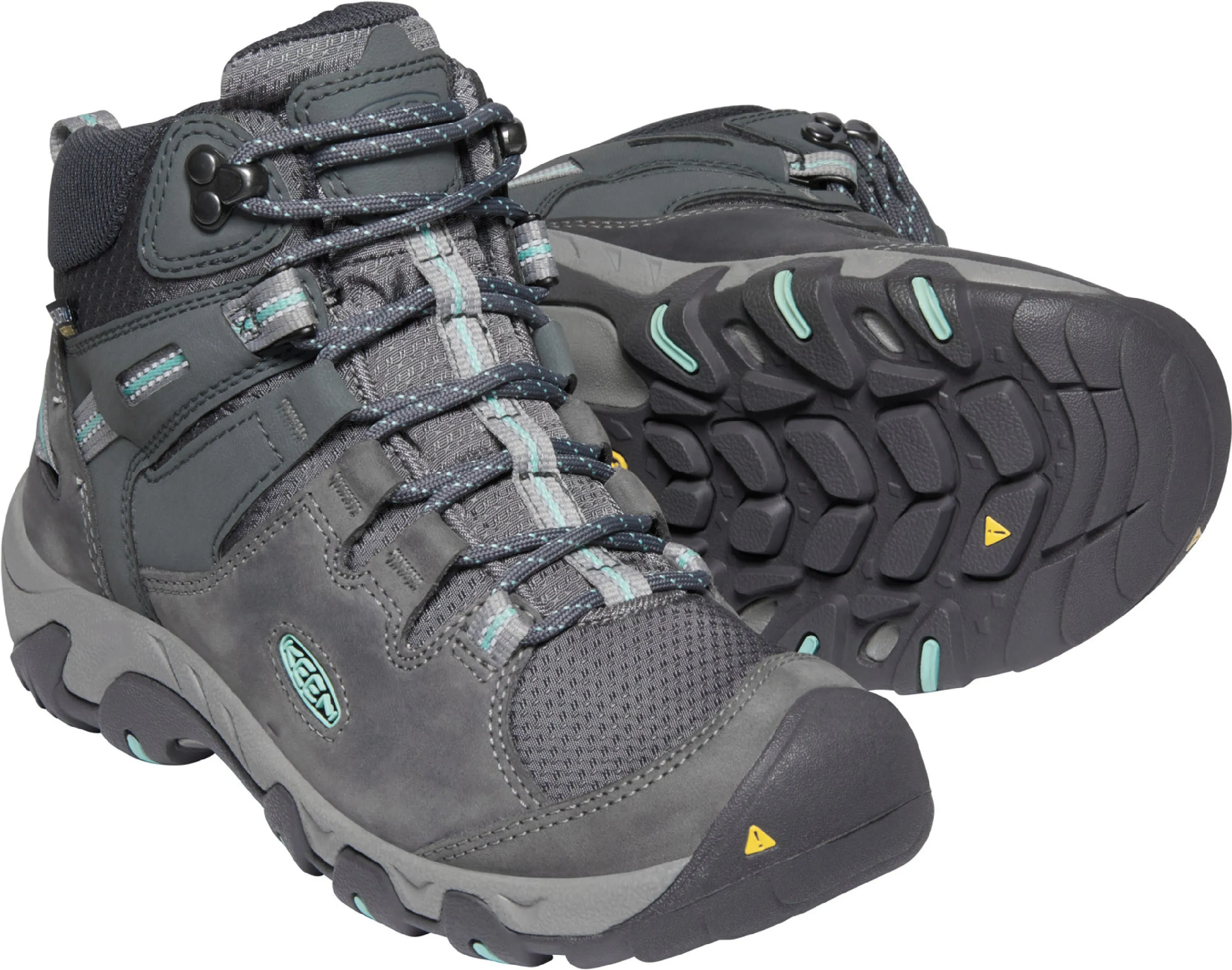 'Keen Outdoor' Women's Steens WP Leather Mid Hiker - Steel Grey / Ocean Wave