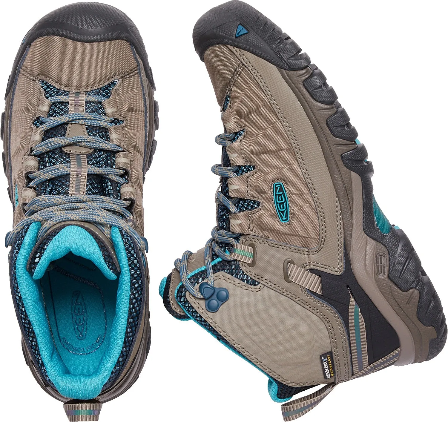 'Keen Outdoor' Women's Targhee EXP WP Mid Hiker - Brindle / Blue Coral