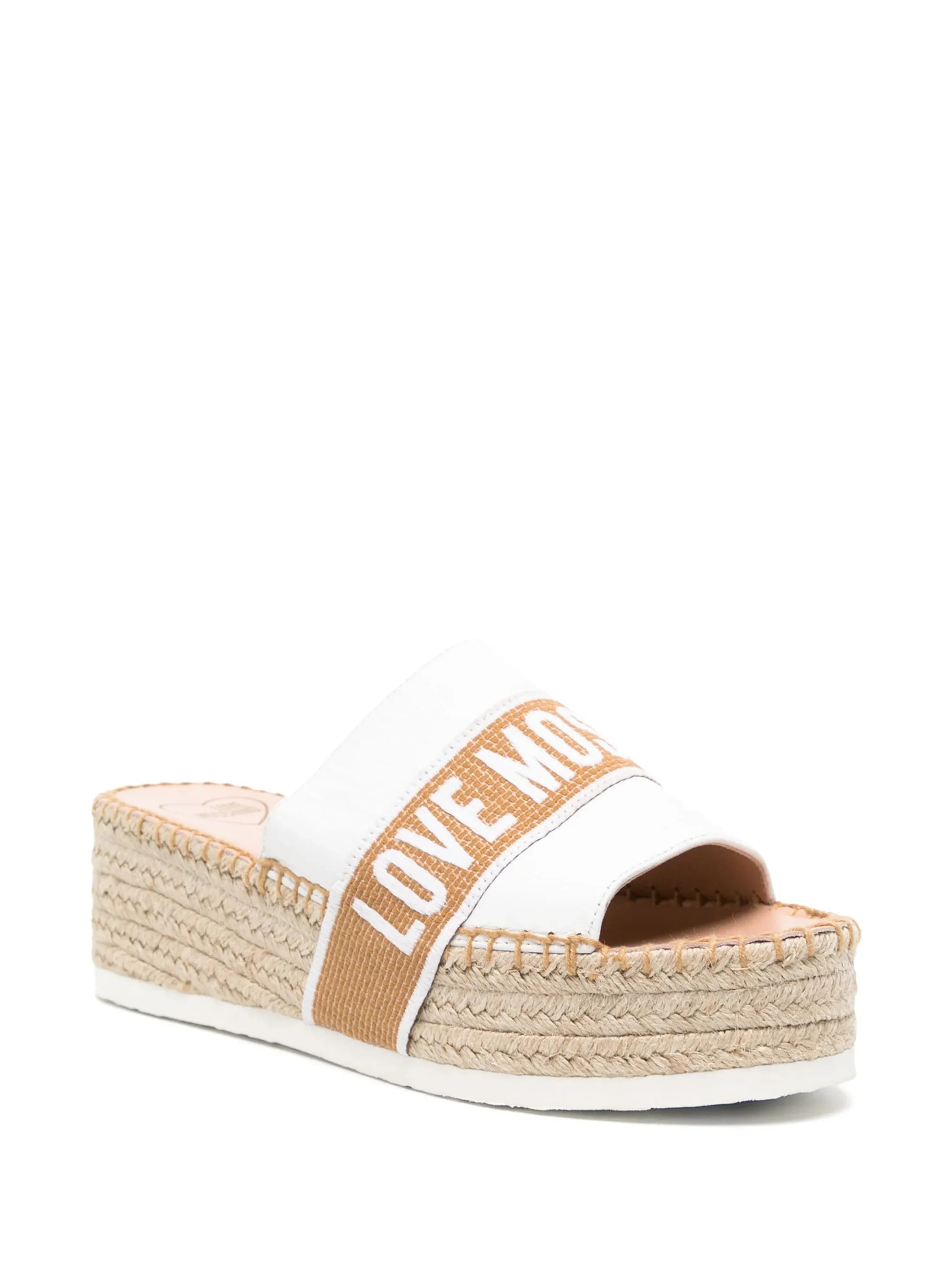 Logo Jacquard Wedge Espadrilles - White