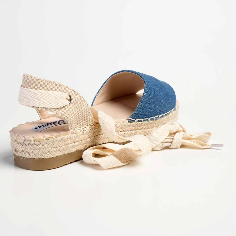 Madison Charlotte Ankle Wrap Espadrille Sandal - Denim Blue